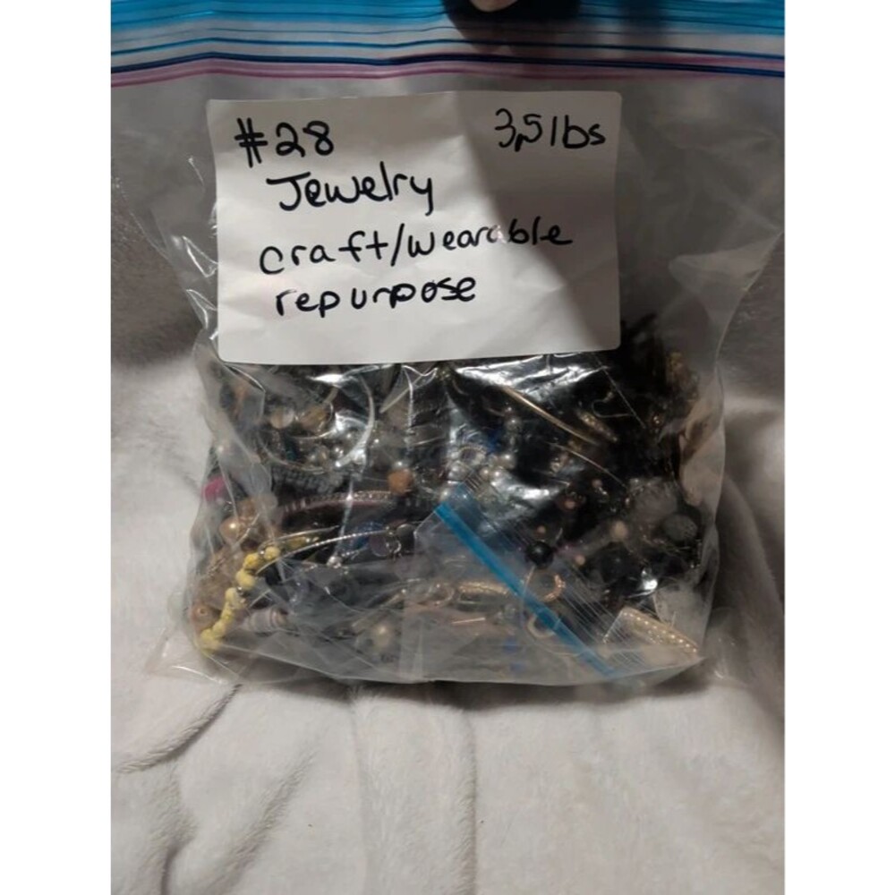3.5 lb Mixed Costume Jewelry Lot Craft, Wear, or Repurpose #28